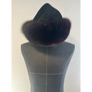 Makins New York Vintage Russian Style Hat Black Purple Fur JP